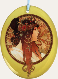 Mucha Brunette on Green